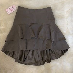 Tiered ruffle microfiber skirt